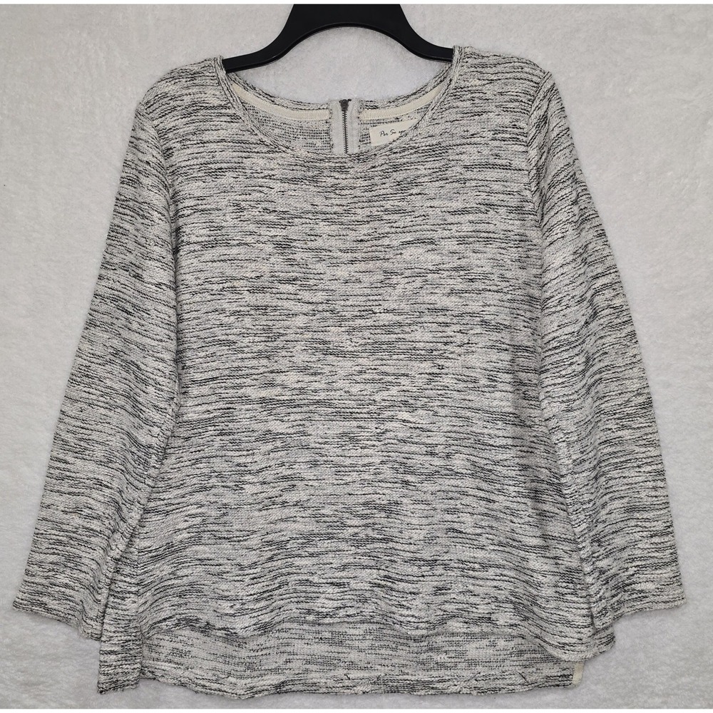 Per Se‎ Sport Women's Sweater Size Large Black/White Zipper Pullover Long Sleeve